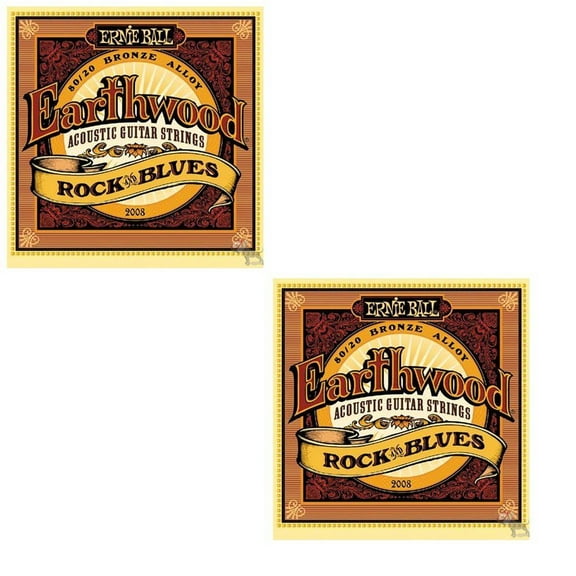 Ernie Ball Guitar Strings 2-Pack Acoustic Earthwood Rock & Blues 10-52 2008
