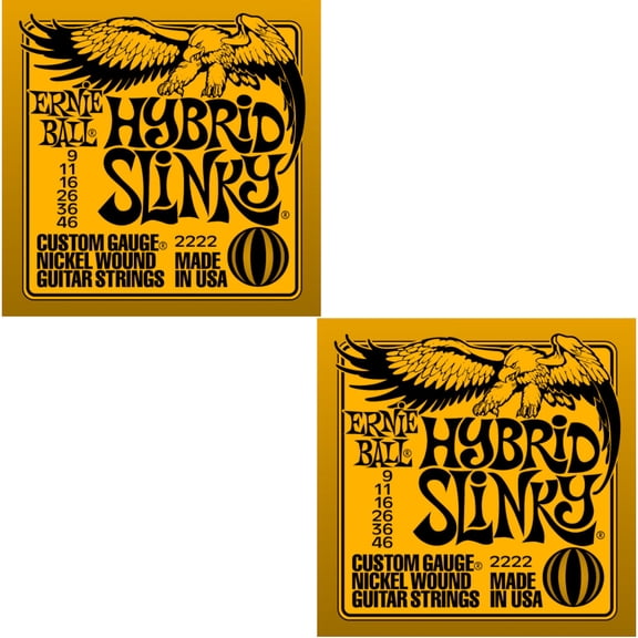 Ernie Ball Guitar Strings 2-Pack Hybrid Slinky Electric 9-46 Nickel Wound