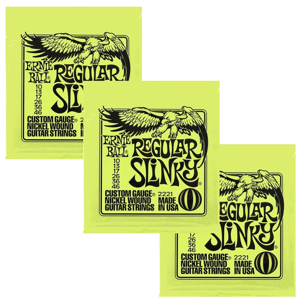 Ernie Ball Guitar Strings 3-Packs Electric Regular Slinky 2221 10-46