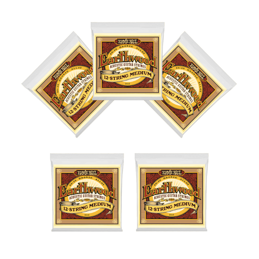 Ernie Ball Guitar Strings 5-Pack 12-String Acoustic Earthwood Medium 2012