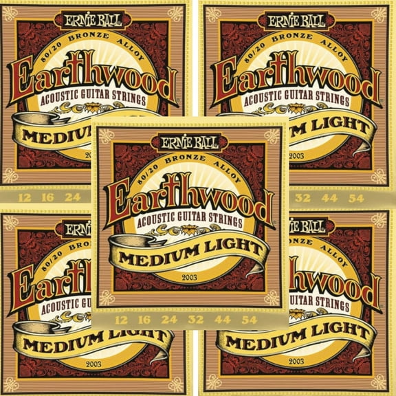 Ernie Ball Acoustic Guitar Strings Earthwood Medium Light 80/20 P02003 5pk