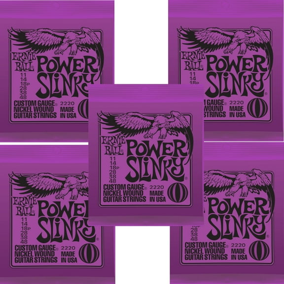 Ernie Ball Guitar Strings 5-Pack Power Slinky Electric 11-48 Nickel Wound