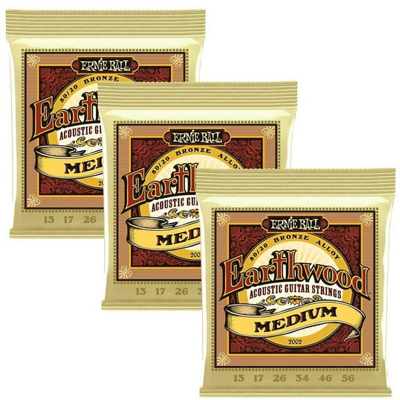 Ernie Ball Guitar Strings Acoustic Earthwood Medium 13 to 56 3 Pack