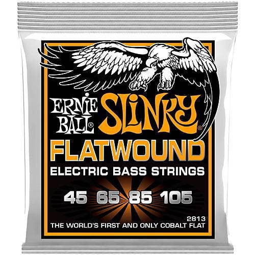 Ernie Ball 2813 Hybrid Slinky Flatwound Electric Bass Guitar 4-String Set, 45-105