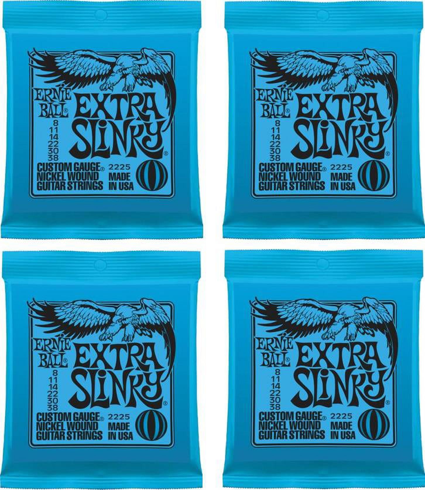 Ernie Ball Lot of 4 Extra Slinky Electric Guitar Strings, Nickel Wound, P02225^4