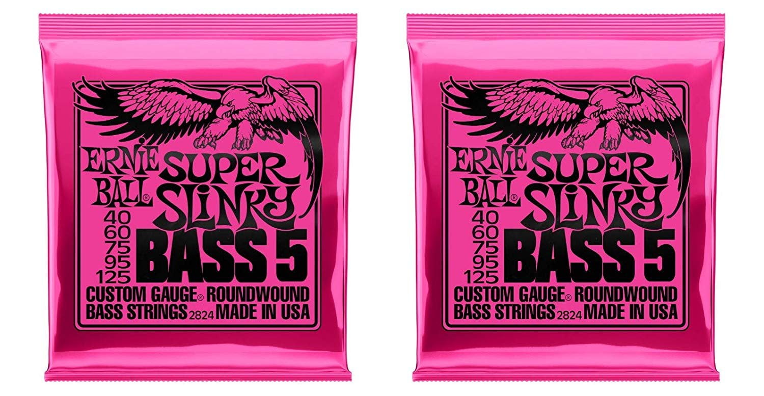 Ernie Ball Bass Guitar Strings Super Slinky 5 String Bass P02824 2 Pack