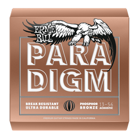 Ernie Ball Paradigm Phosphor Bronze Acoustic Guitar Strings, Medium 13-56, Durable Material