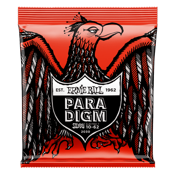 Ernie Ball Paradigm Skinny Top Heavy Slinky Electric Guitar Strings, Durable, 10-62, 7-String