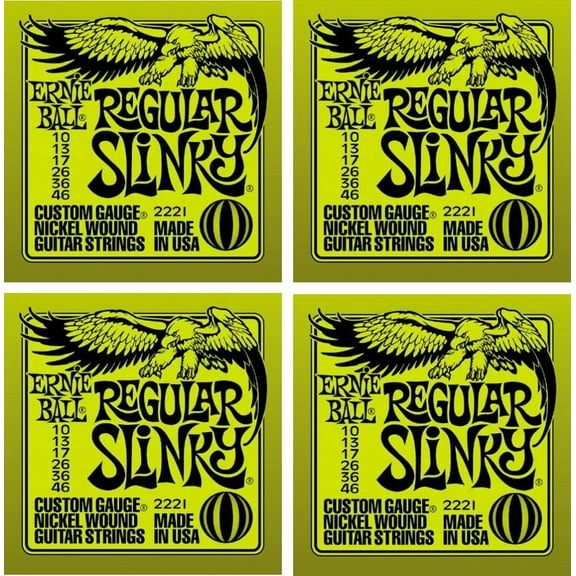 Ernie Ball Regular Slinky Electric Guitar Strings, Nickel Wound, Lot/4, P02221^4