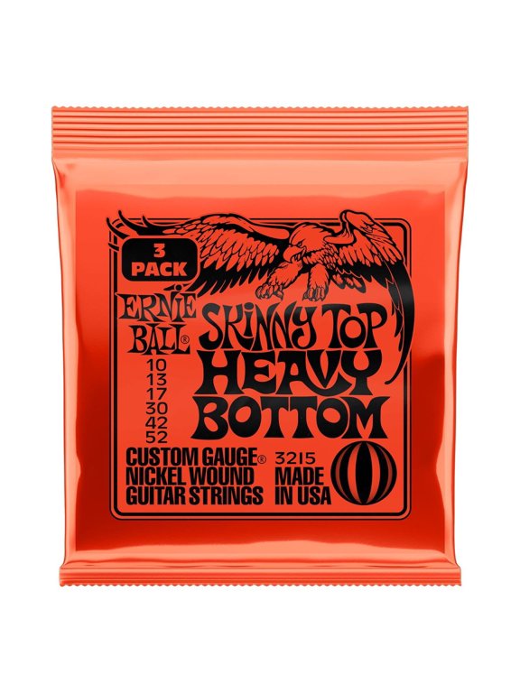 Skinny Top Heavy Bottom Slinky Nickel Wound Electric Guitar Strings, 3 Pack, 10-52
