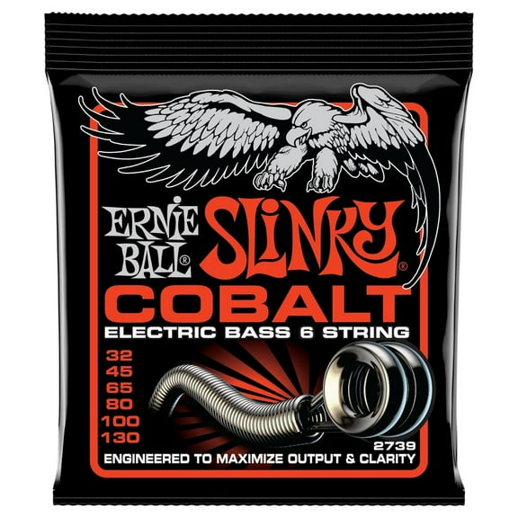 Ernie Ball Slinky Cobalt 6-String Electric Bass Strings 32-130 Gauge