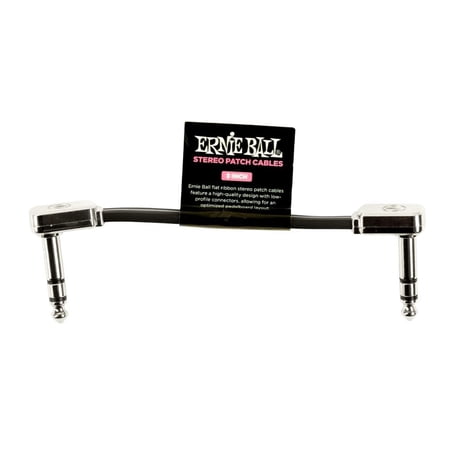 Ernie Ball Flat Ribbon Stereo Patch Cable 3in - Black - Single