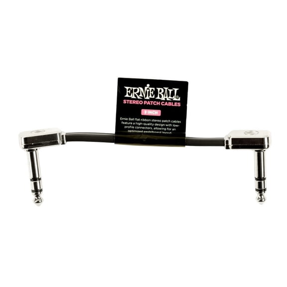 Ernie Ball Flat Ribbon Stereo Patch Cable 3in - Black - Single