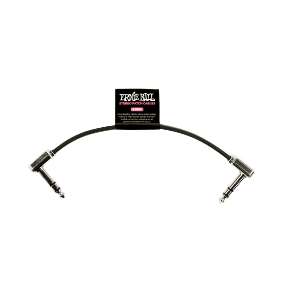 Ernie Ball Flat Ribbon Stereo Patch Cable 6in - Black - Single