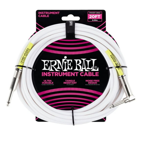 Ernie Ball Straight Instrument Cable White 20ft