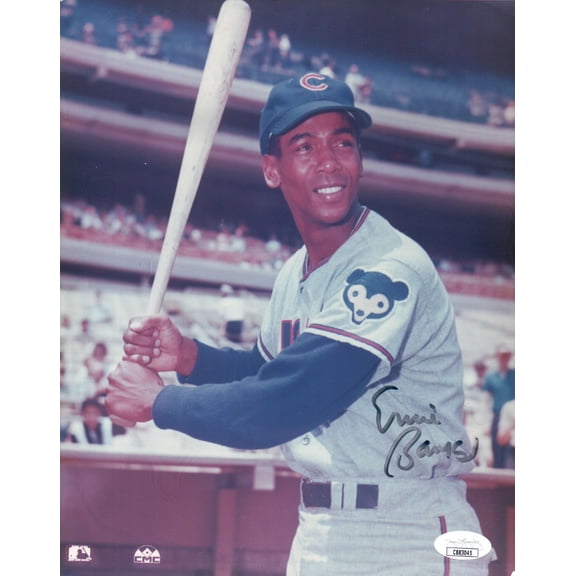 Ernie Banks Signed Autographed 8X10 Photo Cubs Daytime Pose w/Bat JSA CB83045