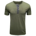 thumbnail image 1 of safuny Blouses Shirts for Men Round Neck Dressy Pullover Blouse Plus Size T-Shirts for Boyfriend Husband Short Sleeve Solid Color Loose Tunic Top Comfy Casual Army Green M, 1 of 3