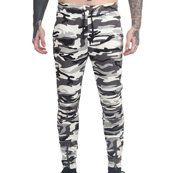 Ernkv Cargo Pants for Men Fashion Fall Winter Long Trousers Comfy Lounge Casual Floral Print Soft Safety Full Pants with Pocket High Waist White M