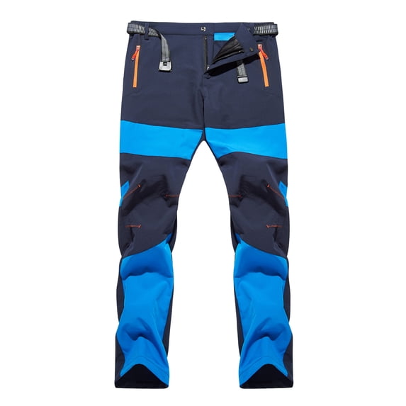 safuny Cargo Pants for Men Soft Safety Full Pants with Pocket High Waist Color Block Fashion Fall Winter Long Trousers Comfy Lounge Casual Blue M