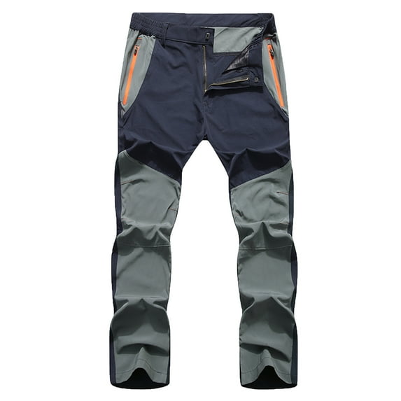 Ernkv Casual Pants for Men Soft Outdoor Mountaineering And Skiing Charge Stitching Warm Elastic Waist Color Block Comfy Lounge Casual Fashion Fall Spring Trousers Full Length Pants Pocket Dark Gray L