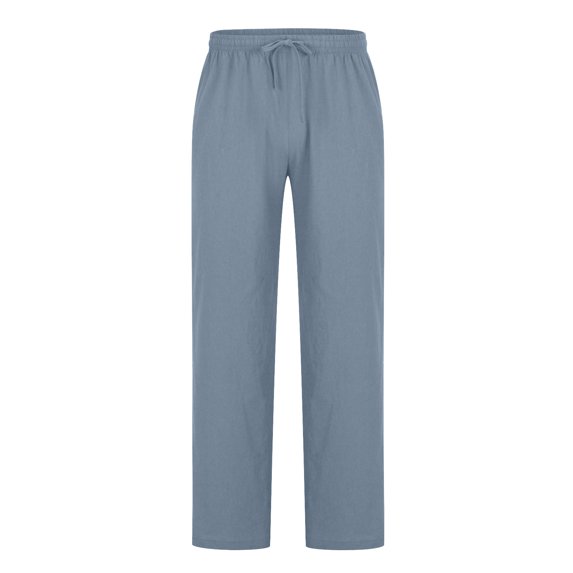Ernkv Casual Pants for Men Solid Color Soft Loose Daily Fashion Fall Spring Trousers Comfy Lounge Casual Elastic Waist Full Length Pants with Pocket Light Blue XXXXL