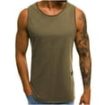 thumbnail image 1 of Ernkv Men's Loose Comfy Tank Tops Clearance Fashion Sleeveless Shirts Round Neck Pullover Leisure Comfy Solid Tees Clothing Holiday Summer Army Green L, 1 of 7