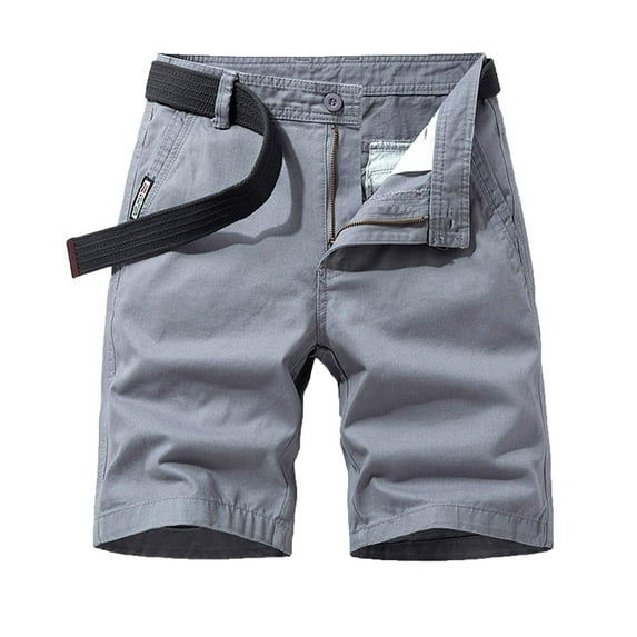 Ernkv Men's Pants Solid Color Short Pants For Man Comfy Lounge Casual Fashion Fall Winter Long Trousers Zipper Resilience Leisure Time Tooling Short Gray 34