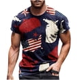 thumbnail image 1 of Ernkv Men's Slim Fit Tops Clearance Holiday Short Sleeve Shirts Round Neck Pullover Independence Day Usa Flag Print Tees Clothing Summer Fashion Navy XXL, 1 of 5