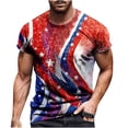 thumbnail image 1 of Ernkv Men's Slim Fit Tops Clearance Holiday Short Sleeve Shirts Round Neck Pullover Independence Day Usa Flag Print Tees Clothing Summer Fashion Red XXXXL, 1 of 5