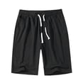 thumbnail image 1 of Ernkv Short Pants for Men Solid Color Fashion Fall Spring Trousers Soft Relaxed Fit Casual Wear Comfy Lounge Casual Elastic Waist Half Shorts Pants with Pocket Black XXL, 1 of 5