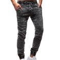 thumbnail image 1 of Ernkv Straight Leg Pants for Men Fashion Fall Spring Trousers Elastic Waist Solid Color Comfy Lounge Casual Soft Pockets Relaxed Full Length Pants Jeans Black L, 1 of 6