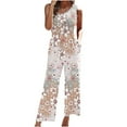 thumbnail image 1 of Ernkv Women's Jumpsuit Comfy Lounge Casual Fashion Full Length Trousers Jumpsuit For Lady Wife Daughter Girlfriend Slimming Straps One Shoulder High Waist Floral Print Orange XXL, 1 of 5