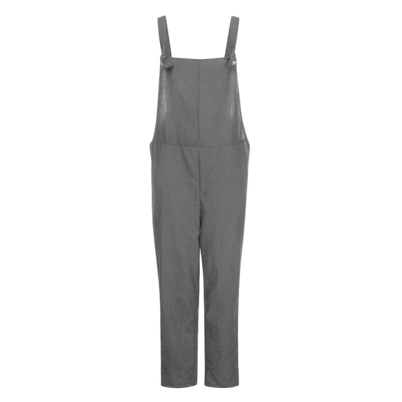 Ernkv Women's Jumpsuit Jumpsuit For Lady Wife Daughter Girlfriend Button Suspender Jumpsuit Overalls Comfy Lounge Casual Solid Color Fashion Full Length Trousers Gray XXL