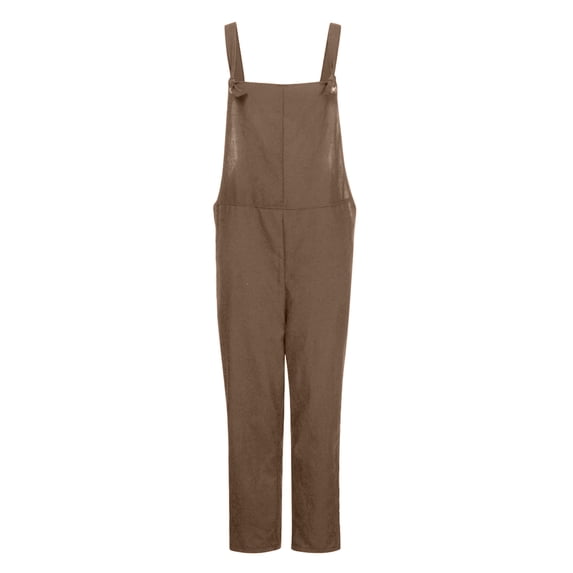 Ernkv Women's Jumpsuit Jumpsuit For Lady Wife Daughter Girlfriend Button Suspender Jumpsuit Overalls Comfy Lounge Casual Solid Color Fashion Full Length Trousers Coffee XXL