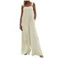 thumbnail image 1 of Ernkv Women's Jumpsuit Solid Color Fashion Full Trousers Cold Shoulder Suspender Cami Pants Button Jumpsuit Jumpsuit For Lady Wife Daughter Girlfriend Comfy Lounge Casual Beige S, 1 of 8