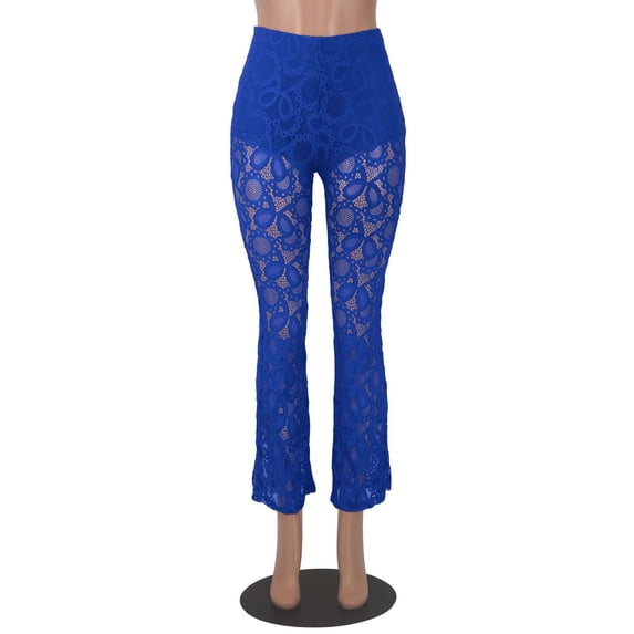 Ernkv Women's Pants Fashion Full Length Trousers Flared Pants For Lady Wife Daughter Girlfriend Comfy Lounge Casual Solid Color Blue S