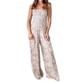 thumbnail image 1 of Ernkv Women's Wide Leg Jumpsuit Comfy Lounge Casual Slim Cut Waist Ruffle Jumpsuit Fashion Full Length Trousers Wide Leg Jumpsuit For Lady Wife Daughter Girlfriend Floral Print Gray L, 1 of 9