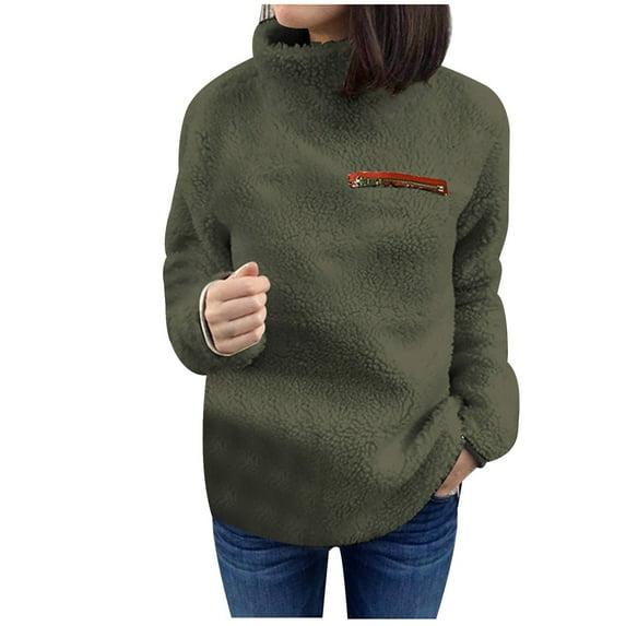 safuny Womens Tops Pullover Fashion Crewneck Solid Color Plus Size Blouses Shirts for Girlfriend Wife Dressy Loose Long Sleeve Sweatshirt Comfy Casual Army Green XXXL