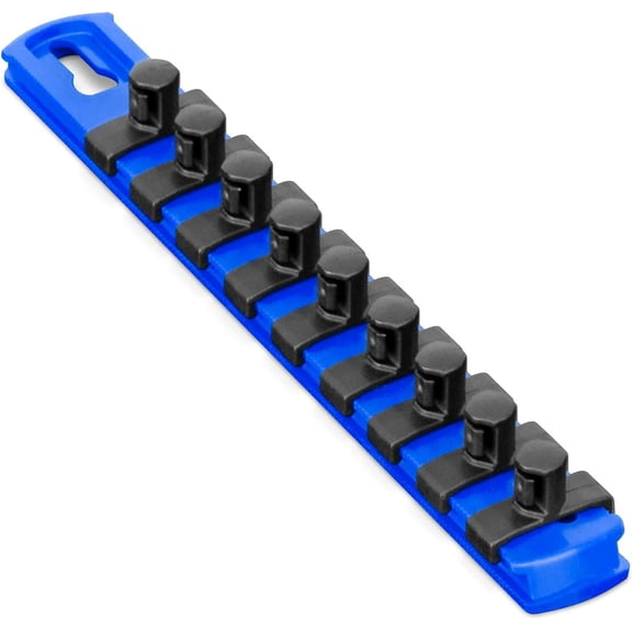 Ernst 8408M 8 3/8" Drive Magnetic Socket Organizer w/9 Twist Lock Clips - Blue