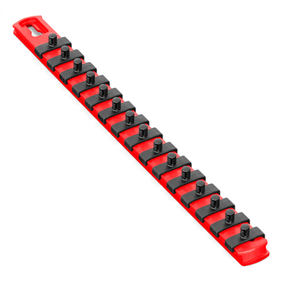 Ernst Mfg. 13 Magnetic Socket Organizer with 15 Twist Lock Clips - Red - 1/4