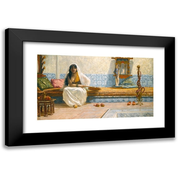 Ernst Berger 18x12 Black Modern Framed Museum Art Print Titled - A Moment of Repose (1889)