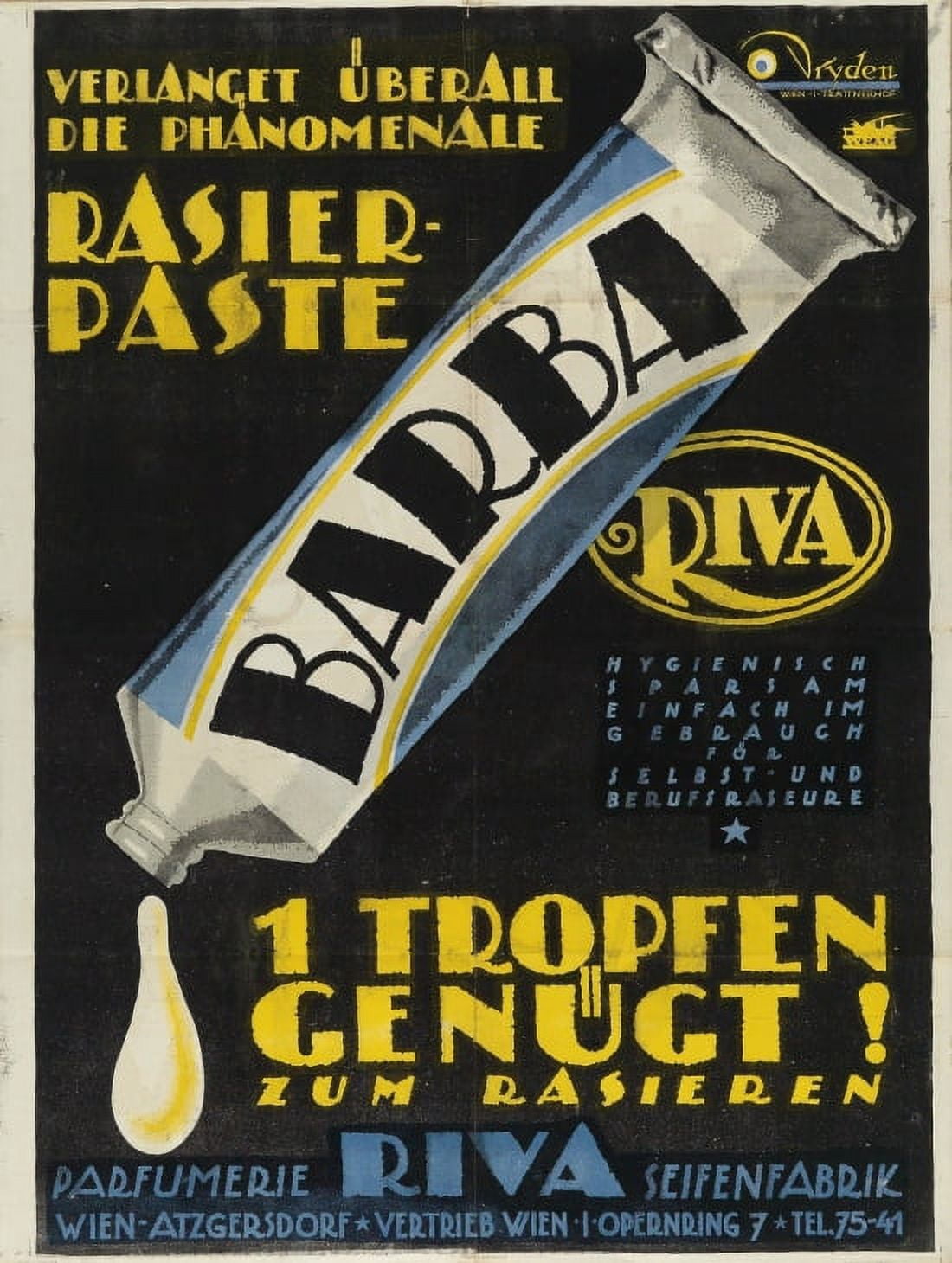 Ernst Deutsch Barba Raiserpaste Vintage Shaving Cream Ad Canvas Art - (24 x 36)