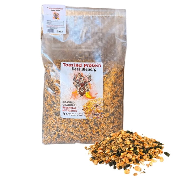 Ernst Grain & Livestock Toasted Protein Deer Feed 40 lb  HighProtein Roasted Grain Blend with Soybeans & Oilseeds  MineralFortified, NonGMO Wildlife Attractant