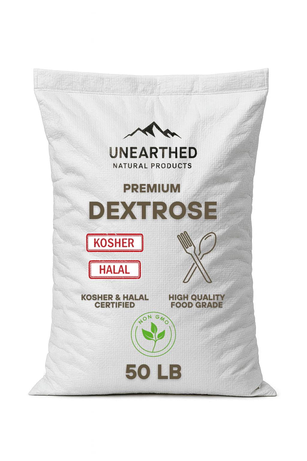 Unearthed Dextrose, 50 lbs, Corn Sugar, Highly Effective for Homebrewing, Food Production, and Livestock Feed, Non-GMO,
