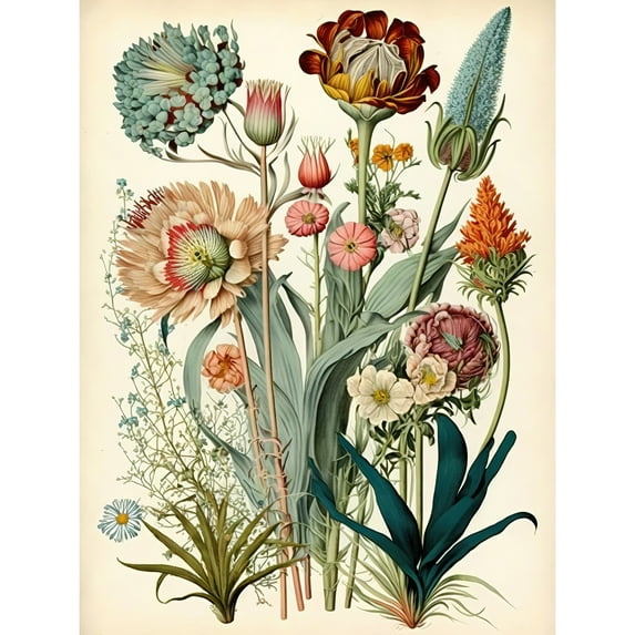 Ernst Haeckel Inspired Vintage Botanical Plant Study Modern Watercolour Painting Illustration Extra Large XL Wall Art Poster Print