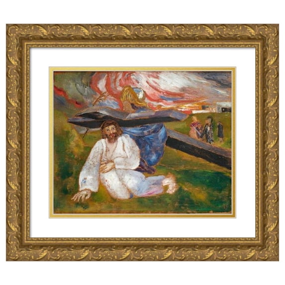 Ernst Josephson 24x20 Gold Ornate Framed and Double Matted Museum Art Print Titled - Christ (1889)