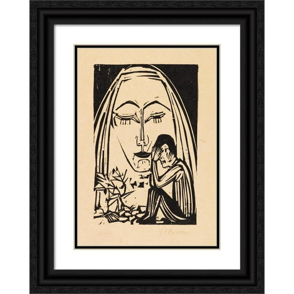 Ernst Ludwig Kirchner 11x14 Black Ornate Wood Framed Double Matted Museum Art Print Titled: Memory (1926)