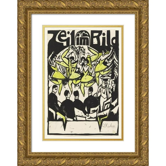 Ernst Ludwig Kirchner 11x14 Gold Ornate Wood Frame and Double Matted Museum Art Print Titled - Dancers at the Ice Palace (1912)