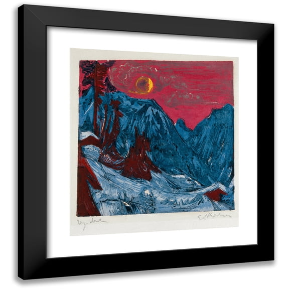 Ernst Ludwig Kirchner 12x13 Black Modern Framed Museum Art Print Titled - Winter Landscape in Moonlight (1919)