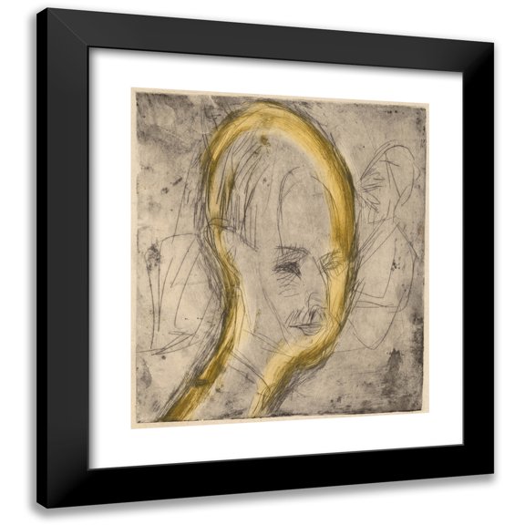 Ernst Ludwig Kirchner 12x14 Black Modern Framed Museum Art Print Titled - Head of Dr. Bauer (1921)